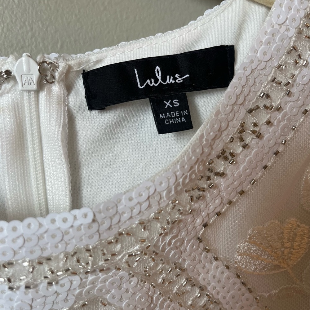 Lulu’s Spread Your Shine White Sequin Embroidered Bodycon Dress Small - Picture 5 of 11